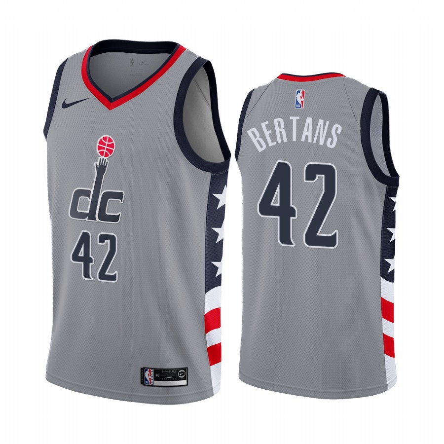 Men's Washington Wizards #42 Davis Bertans Grey NBA City Edition Stitched Jersey Men's Washington Wizards #42 Davis Bertans Grey NBA City Edition Stitched Jersey